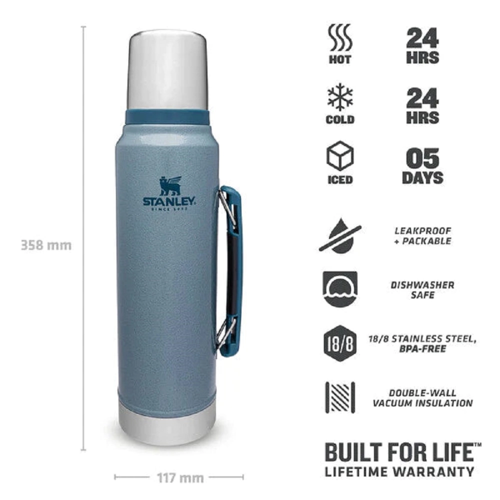 Thermosfles Stanley The Legendary Classic Bottle Hammertone Ice 1L - Afbeelding 2