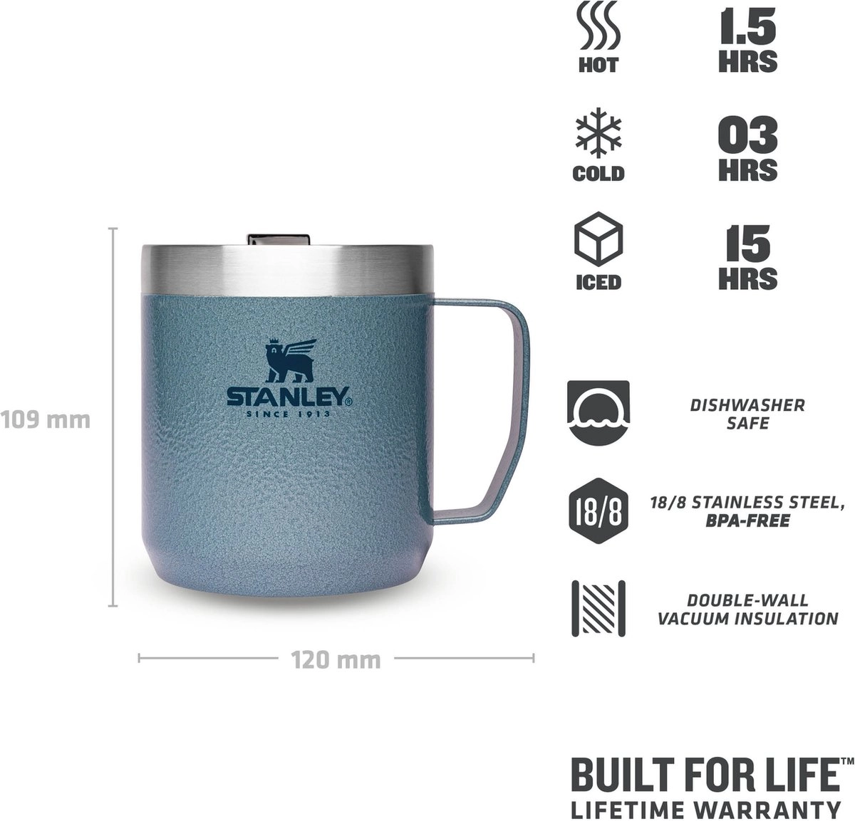 Thermosbeker Stanley The Legendary Camp Mug Hammertone Ice 0,35L - Afbeelding 3
