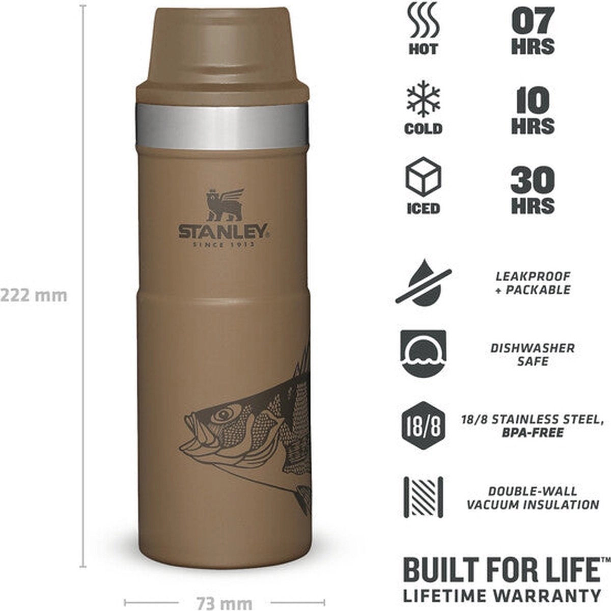 Thermosbeker Stanley The Trigger Action Travel Mug Tan Peter Perch 0,47L - Afbeelding 3