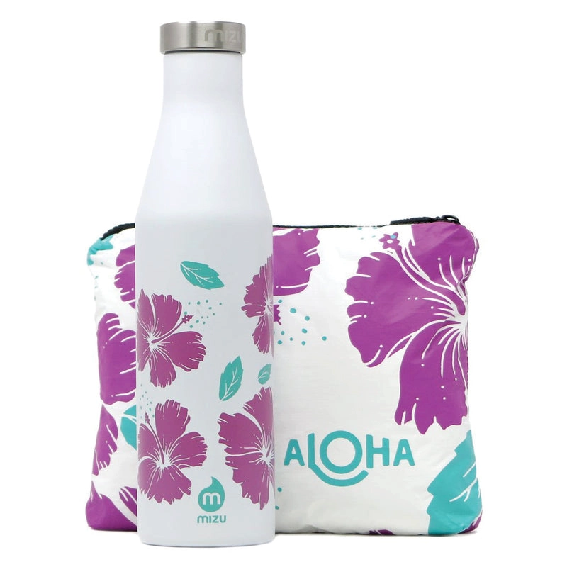 Thermosfles Mizu S6 White Hibiscus Aloha Pouch